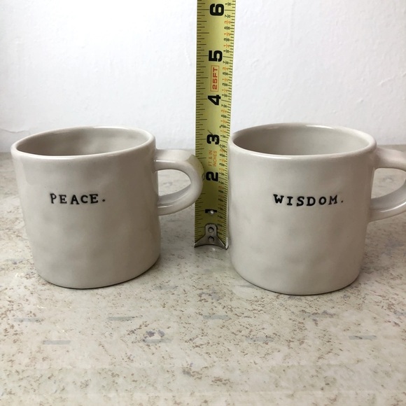 Rae Dunn by MangetaType Print Peace & Wisdom Set 2 Mugs Beige - Picture 4 of 8